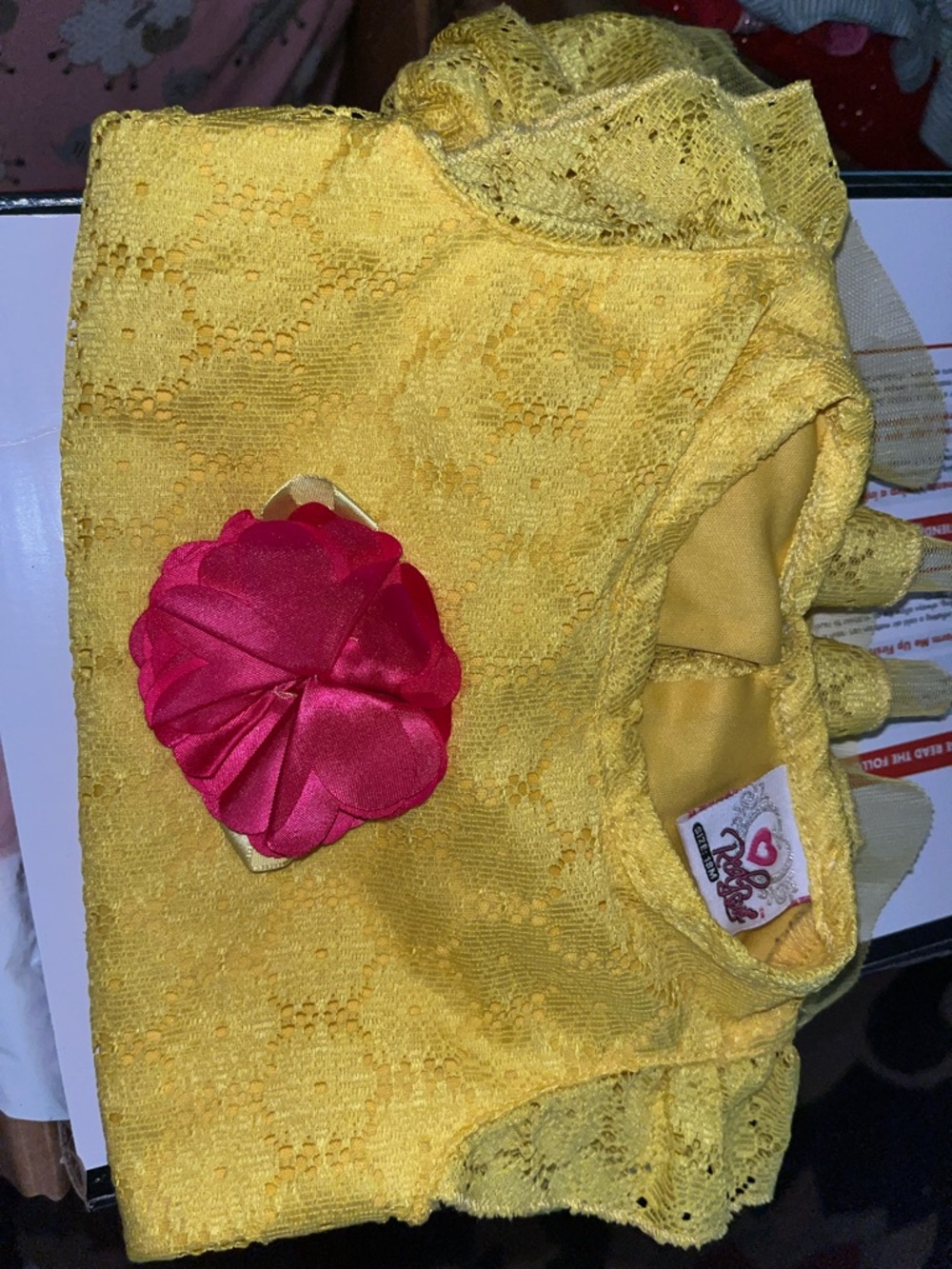 Robeez Yellow Lace Girls Top with Pink Flower Accent